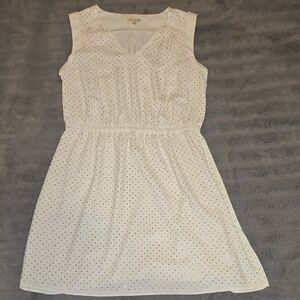Elegant Cream Sleeveless Dress with Gold Dots by Mason Jules